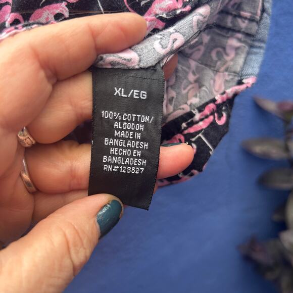 good vibes by drill slim fitting pink flamingo short sleeve button up - Picture 6 of 7